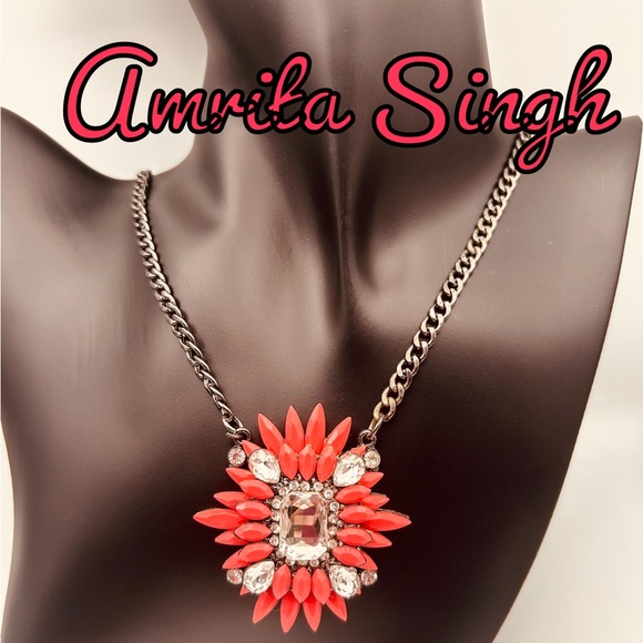 Amrita Singh Jewelry - Amrita Singh Coral Crystal Statement Necklace NWT